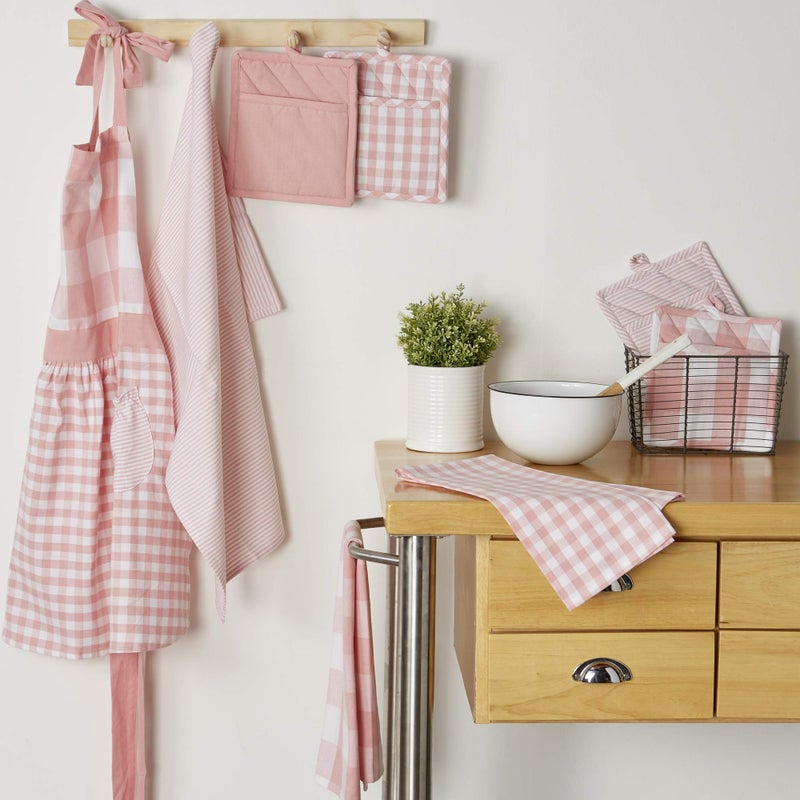 DII Gingham Check Kitchen Collection, Pink, Potholder Set - Image 5
